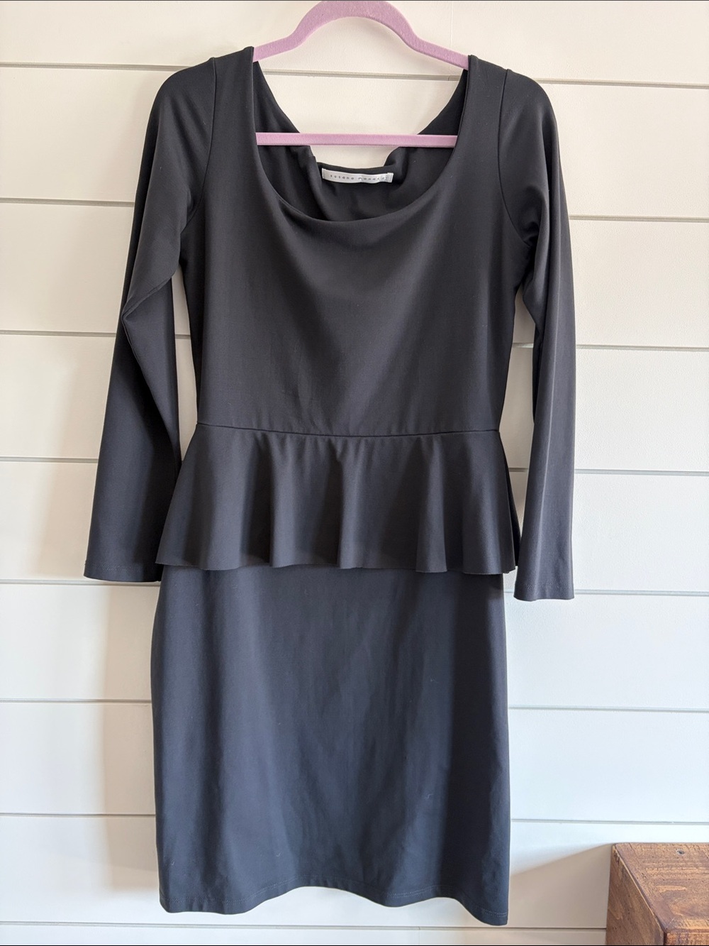 Susana Monaco Navy Blue Long-Sleeve Peplum Dress Size Large